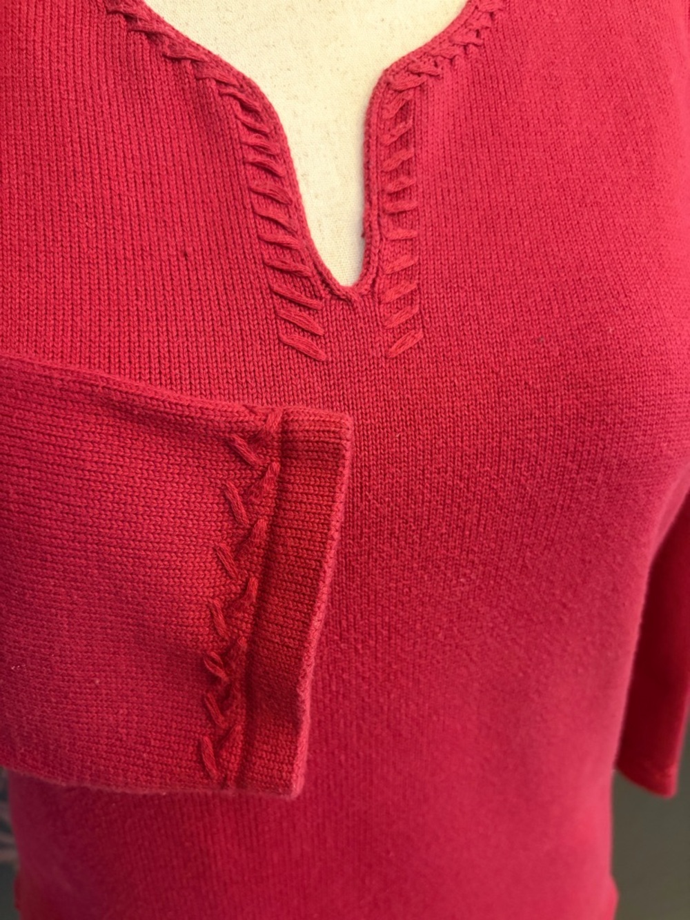 Women’s Raspberry Split-Neck Sweater - Picture 3 of 4